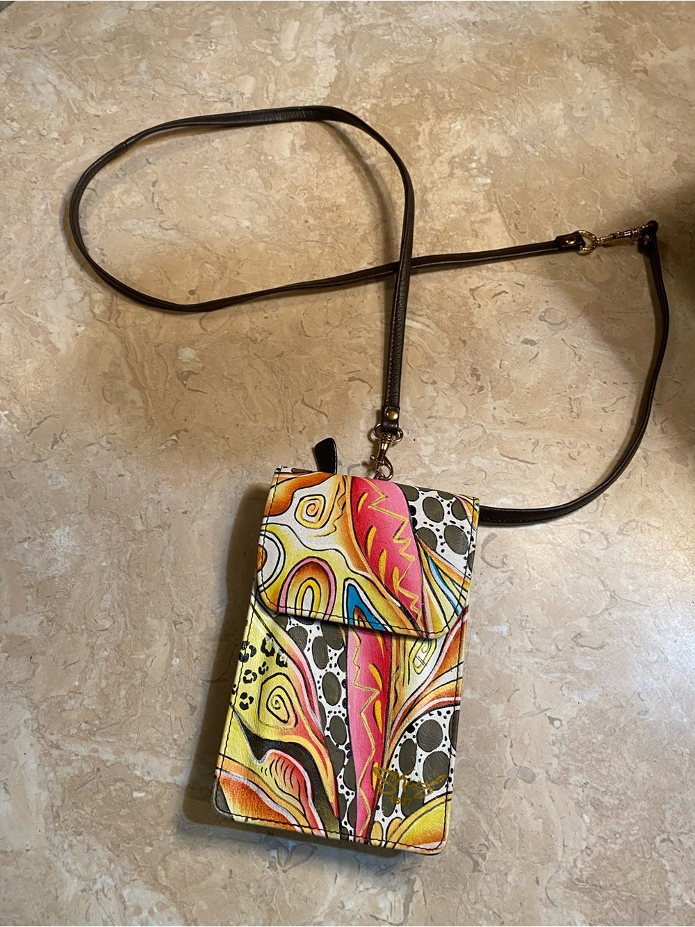 Vibrant Multicolor Abstract Print Crossbody Bag - Stylish Phone Pouch